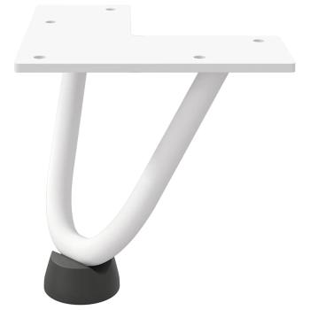 Haarnadelbeine für Couchtisch 4 Stk. Weiß 10 cm Massivstahl
