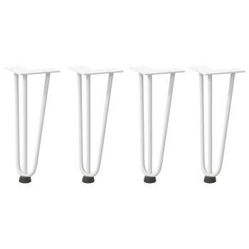 Haarnadelbeine für Couchtisch 4 Stk. Weiß 30 cm Massivstahl