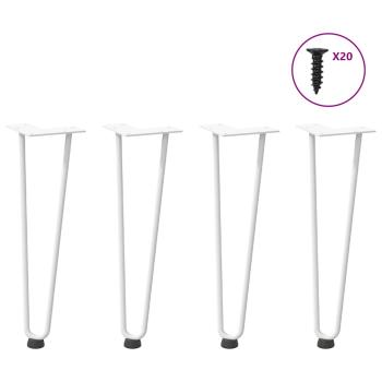 ARDEBO.de - Haarnadelbeine für Couchtisch 4 Stk. Weiß 42 cm Massivstahl