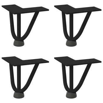 Haarnadelbeine für Couchtisch 4 Stk. Schwarz 10 cm Massivstahl