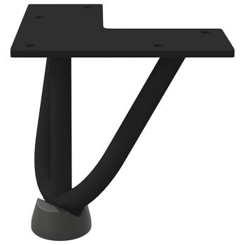 Haarnadelbeine für Couchtisch 4 Stk. Schwarz 10 cm Massivstahl
