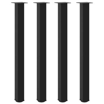 Bartischbeine 4 Stk. Schwarz 110-112 cm Stahl