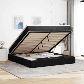 ARDEBO.de - Ottoman-Bett mit Matratzen Schwarz 200x200 cm Samt