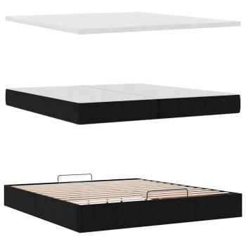 Ottoman-Bett mit Matratzen Schwarz 200x200 cm Samt