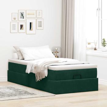 Ottoman-Bett mit Matratze Dunkelgrün 80x200 cm Samt