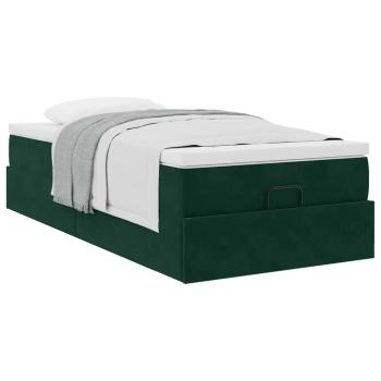 Ottoman-Bett mit Matratze Dunkelgrün 80x200 cm Samt