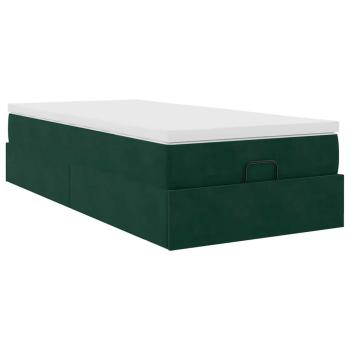 Ottoman-Bett mit Matratze Dunkelgrün 80x200 cm Samt