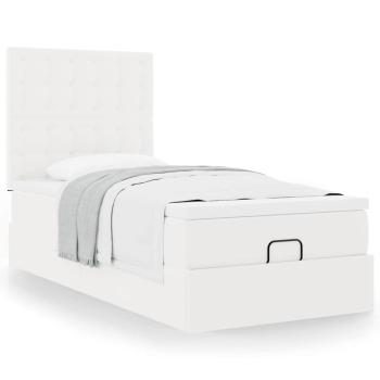 Ottoman-Bett mit Matratze Weiß 80x200 cm Kunstleder