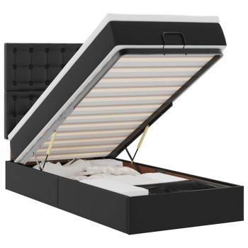 Ottoman-Bett mit Matratze & LEDs Schwarz 90x190 cm Kunstleder