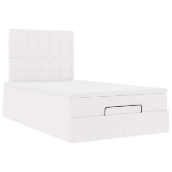 Ottoman-Bett mit Matratze & LEDs Weiß 120x200 cm Kunstleder