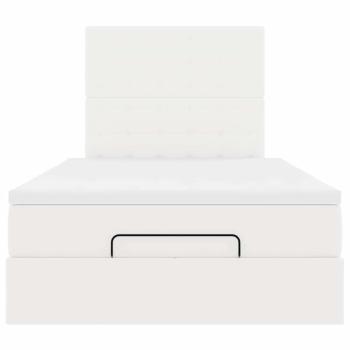 Ottoman-Bett mit Matratze & LEDs Weiß 120x200 cm Kunstleder