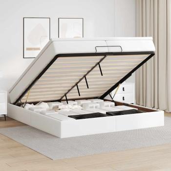 ARDEBO.de - Ottoman-Bett mit Matratzen Weiß 200x200 cm Kunstleder