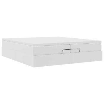 Ottoman-Bett mit Matratzen Weiß 200x200 cm Kunstleder