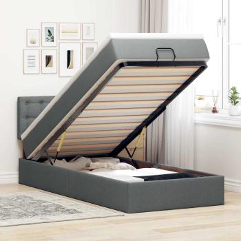 ARDEBO.de - Ottoman-Bett mit Matratze Dunkelgrau 100x200 cm Stoff