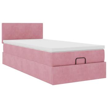 Ottoman-Bett mit Matratze Rosa 80x200 cm Samt