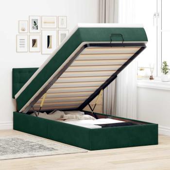 ARDEBO.de - Ottoman-Bett mit Matratze Dunkelgrün 90x190 cm Samt