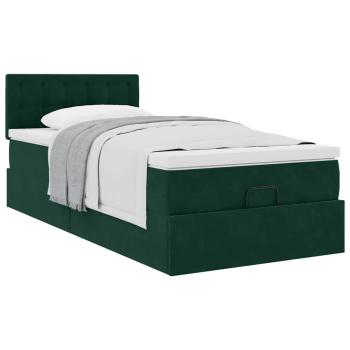 Ottoman-Bett mit Matratze Dunkelgrün 90x190 cm Samt