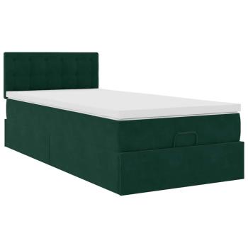 Ottoman-Bett mit Matratze Dunkelgrün 90x190 cm Samt