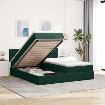 ARDEBO.de - Ottoman-Bett mit Matratzen Dunkelgrün 160x200 cm Samt