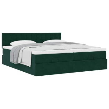 Ottoman-Bett mit Matratzen Dunkelgrün 160x200 cm Samt