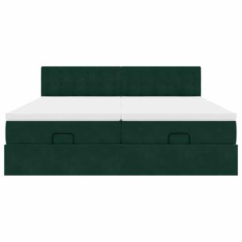 Ottoman-Bett mit Matratzen Dunkelgrün 160x200 cm Samt