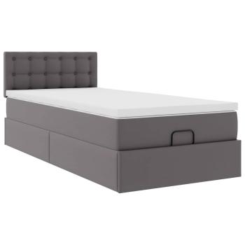 Ottoman-Bett mit Matratzen & LEDs Grau 90x190 cm Kunstleder