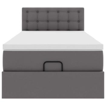 Ottoman-Bett mit Matratzen & LEDs Grau 90x190 cm Kunstleder