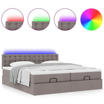 Ottoman-Bett mit Matratzen & LEDs Taupe 180x200 cm Stoff