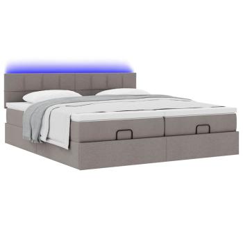 Ottoman-Bett mit Matratzen & LEDs Taupe 160x200 cm Stoff