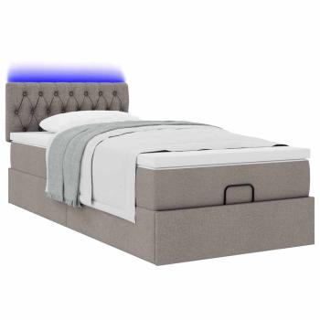 Ottoman-Bett mit Matratze & LEDs Taupe 80x200 cm Stoff