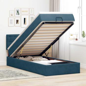 ARDEBO.de - Ottoman-Bett mit Matratze & LEDs Dunkelblau 90x190 cm Samt