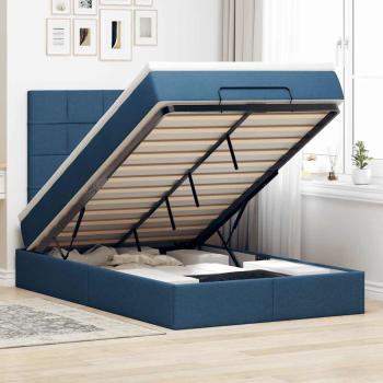 ARDEBO.de - Ottoman-Bett mit Matratze & LEDs Blau 120x190 cm Stoff
