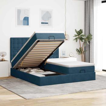 ARDEBO.de - Ottoman-Bett mit Matratzen Dunkelblau 160x200 cm Samt