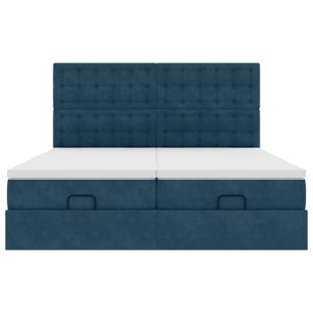 Ottoman-Bett mit Matratzen Dunkelblau 160x200 cm Samt