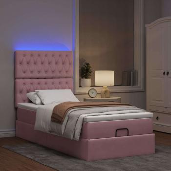 Ottoman-Bett mit Matratzen & LEDs Rosa 80x200 cm Samt