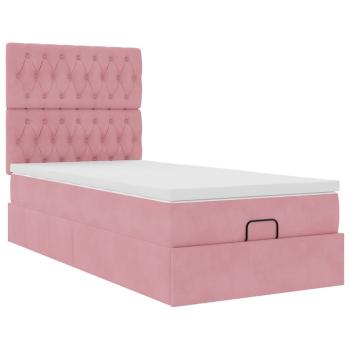 Ottoman-Bett mit Matratzen & LEDs Rosa 80x200 cm Samt