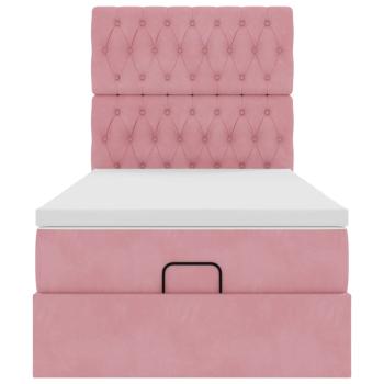 Ottoman-Bett mit Matratzen & LEDs Rosa 80x200 cm Samt