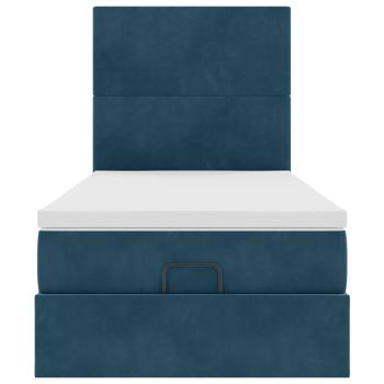 Ottoman-Bett mit Matratzen & LEDs Dunkelblau 90x190 cm Samt
