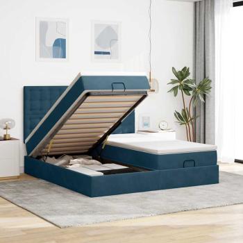 ARDEBO.de - Ottoman-Bett mit Matratzen & LEDs Dunkelblau 160x200 cm Samt