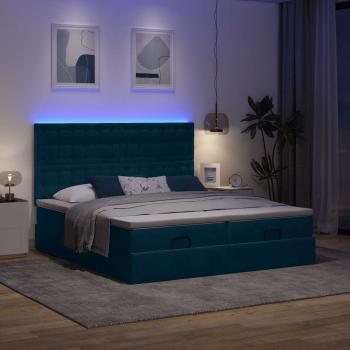 Ottoman-Bett mit Matratzen & LEDs Dunkelblau 160x200 cm Samt