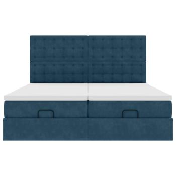 Ottoman-Bett mit Matratzen & LEDs Dunkelblau 160x200 cm Samt