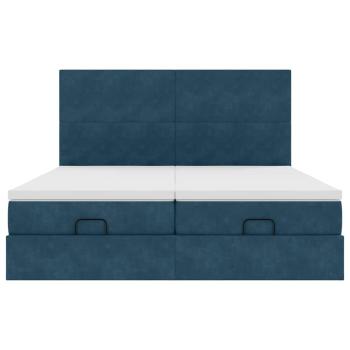 Ottoman-Bett mit Matratzen & LEDs Dunkelblau 160x200 cm Samt