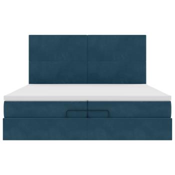 Ottoman-Bett mit Matratzen & LED Dunkelblau 200x200 cm Samt