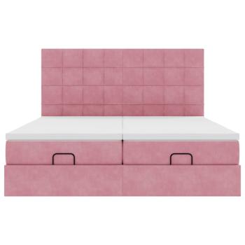 Ottoman-Bett mit Matratzen & LEDs Rosa 160x200 cm Samt