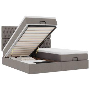 Ottoman-Bett mit Matratzen & LEDs Taupe 180x200 cm Stoff
