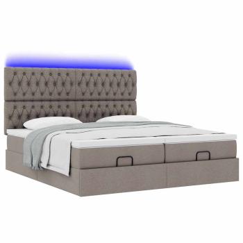 Ottoman-Bett mit Matratzen & LEDs Taupe 180x200 cm Stoff