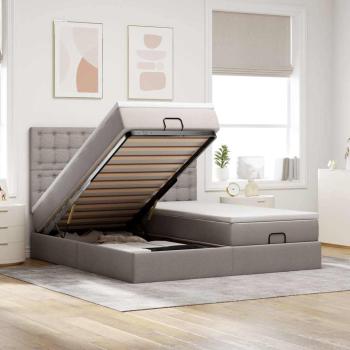 ARDEBO.de - Ottoman-Bett mit Matratzen & LEDs Taupe 180x200 cm Stoff