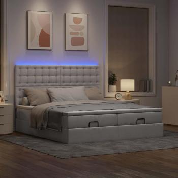 Ottoman-Bett mit Matratzen & LEDs Taupe 180x200 cm Stoff