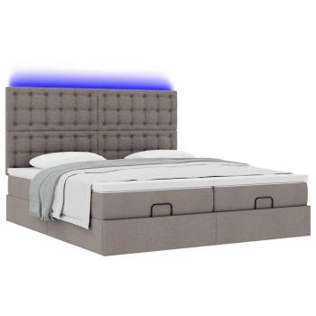Ottoman-Bett mit Matratzen & LEDs Taupe 180x200 cm Stoff