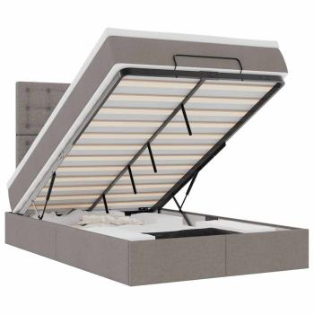 Ottoman-Bett mit Matratze & LEDs Taupe 120x200 cm Stoff
